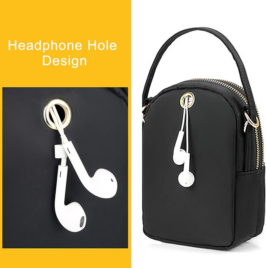 Small Black Crossbody Phone Bag for Women Quilted Purse Nylon Cell Small Black Crossbody Phone Bag for Women Quilted Purse Nylon Cell